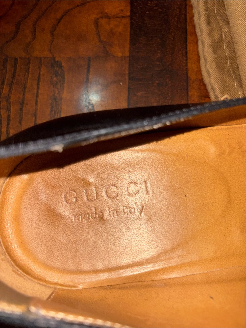 Gucci Black Embossed GG Leather Slip-Ons - Picture 7 of 13